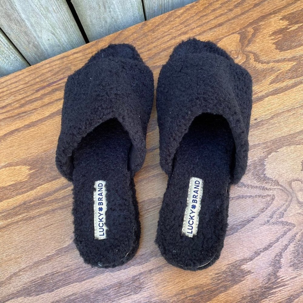 Lucky Brand Black Fuzzy Gadini Slipper Shoes 9 - Picture 6 of 8
